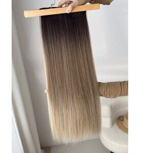 Ombre Brown & Blonde Straight hair Clip in Long Hair Extensions 22 in Set